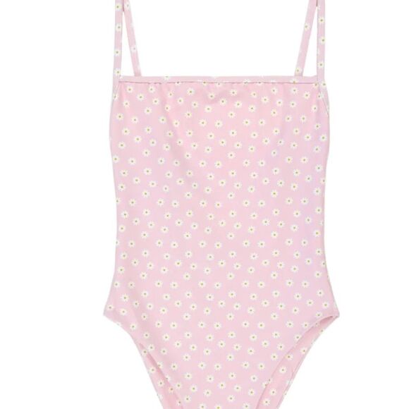 NWT - Pink Daisy One Piece with Flattering Neckline and Cheeky Coverage - Sz XL - Picture 2 of 9